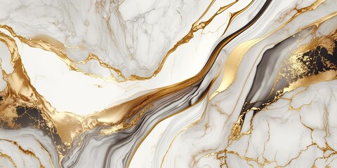 White and Gold Marble Background, generative ai