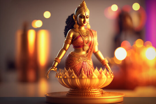 Abstract Sale Banner Or sale Poster For Festival Of Akshaya Tritiya Celebration Background composed of festival elements like goddess laxmi, golden pot . Generative AI. coins and stylish text . 