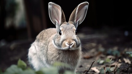 Fototapeta na wymiar Cute fluffy bunny face, Generative AI