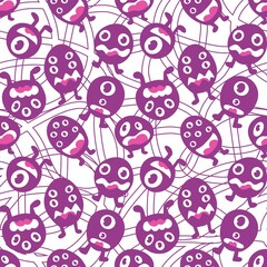 Cartoon monsters seamless emoticons aliens pattern for kids clothes print and wrapping paper and fabrics