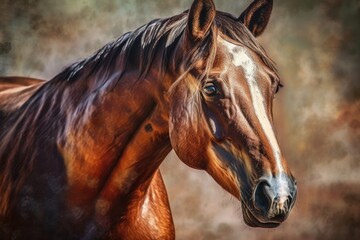 A lovely brown horse painting. Generative AI