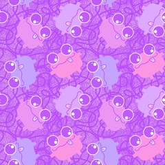 Cartoon kawaii animals seamless frogs pattern for wrapping paper and fabrics and linens and kids clothes print