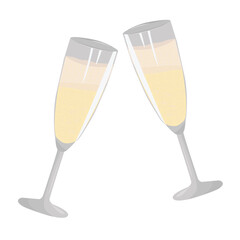 Two glasses of sparkling wine, illustration