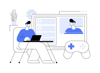 E-sport game streaming abstract concept vector illustration.