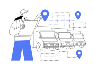 Truck platooning abstract concept vector illustration.