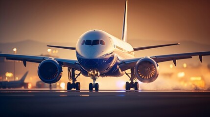 Boeing 787 airplane landing at the airport - obrazy, fototapety, plakaty