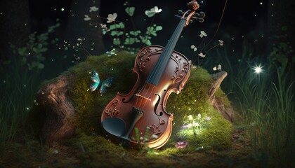 magic violin on the meadow