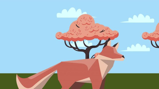 fox animal spring season animation