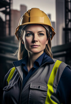 Retrato mulher engenheira constru&ccedil;&atilde;o civil arquiteta sucesso mercado imobili&aacute;rio faculdade universidade IA Generativa