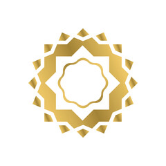 simple mandala ornament with gold fill. flat design style. suitable for background templates, name cards, invitations, banners, flyers, frames, medals, etc. design template