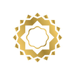 simple mandala ornament with gold fill. flat design style. suitable for background templates, name cards, invitations, banners, flyers, frames, medals, etc. design template