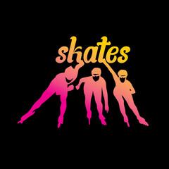 silhouette 3 roller skates, woman skater yellow pink gradation