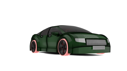 3d car wireframe isolated on white background