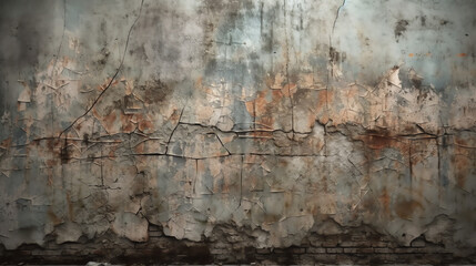 Obraz na płótnie Canvas A high - quality image of a grunge concrete wall with cracks, stains, and chipped paint, ideal for urban or industrial - themed projects