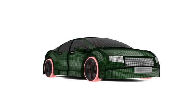3d car wireframe isolated on white background