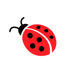 Lady bug cartoon flat icon. Ladybug simple small vector cute symbol. Ladybird beetle isolated red logo design. © kolonko