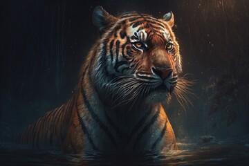 A beautiful tiger in its natural environment Generative AI