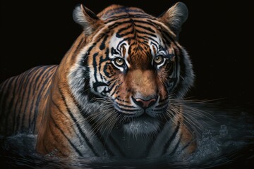 Fototapeta premium A beautiful tiger in its natural environment Generative AI