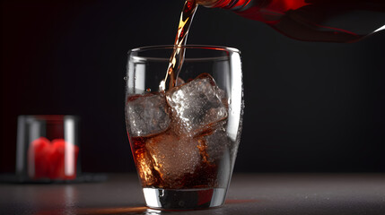 glass of cola with ice