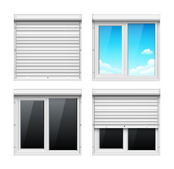 Window shutter blind metal roller jalousie office roll background. Window shutter isolated blind vector door store office design.