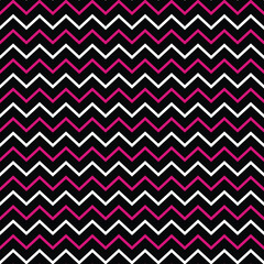 Bright Magenta and Black Chevron Seamless Pattern - Cute zig zag repeating pattern design