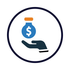 money, dollar, hand, star, bank care icon