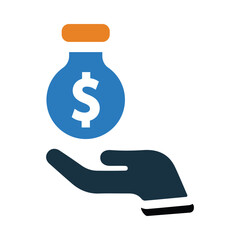 money, dollar, hand, star, bank care icon