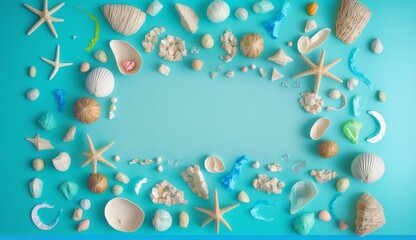 Summer Seashell Background with Space for Copy