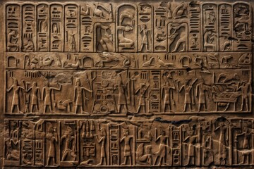 Obraz premium a piece of wall containing symbols from the Old Kingdom of Egypt. Generative AI