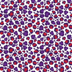 Purple and Red Leopard Print Seamless Pattern - Wild animal print repeating pattern design - 582317817