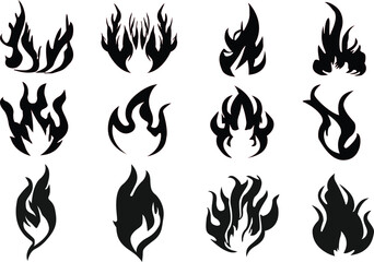 Set of fire flames. A set of fire flame silhouette vector illustrations