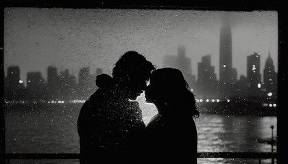 Silhouette of Couple In Love, 