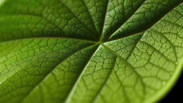 Macro photography, a leaf with dewdrops