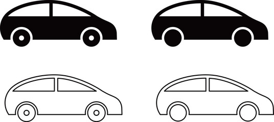 横向きの車のアイコンセット