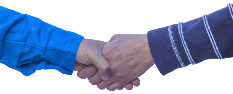 Handshakes, Hands clasped together, agreement and promise. Greetings. Hands clasped together.