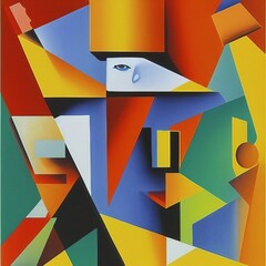 Cubism art print with depth and layers highly detailed k quality