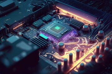 Fototapeta premium Abstract circuit board technology background. Modern Electronic technology futuristic.Generative AI