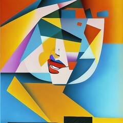 Cubism art print with depth and layers highly detailed k quality