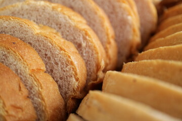 スライスしたパン　ブレッド　ベーカリー　背景素材　軽食　アップ　接写