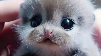 Cute kitten close up portrait. Generative AI illustration.