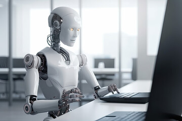 Weißer Roboter übernimmt menschliche Arbeit