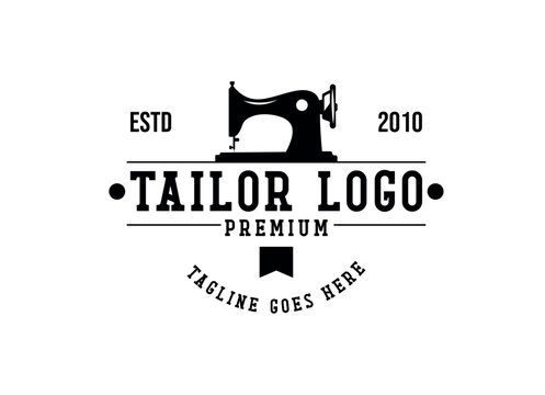 Vintage tailor shop logo inspiration. Textile or industry design template . Vector illustration concept