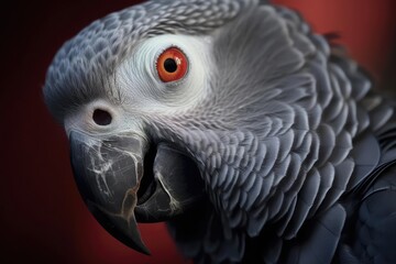 Intelligent African Grey Parrot Perched Proudly, created with Generative AI technology