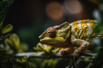 Fototapeta premium Fascinating Chameleon with Vibrant Colors and Patterns, created with Generative AI technology