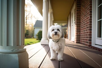 Fluffy Havanese Dog Posing with a Playful Smile, created with Generative AI technology