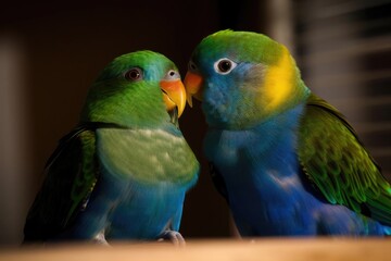 Fototapeta na wymiar Affectionate Lovebirds, created with Generative AI technology