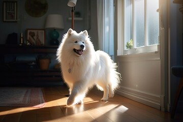 Fluffy Samoyed, created with Generative AI technology