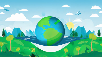 Earth Day Banner with Natural Resources Preservation Concept, Generative AI