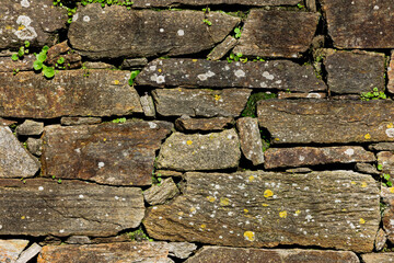 Detail of an ancient stone wall in Galicia, Spain
