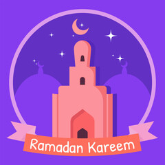 vector illustration of ramadan kareem, flat design style